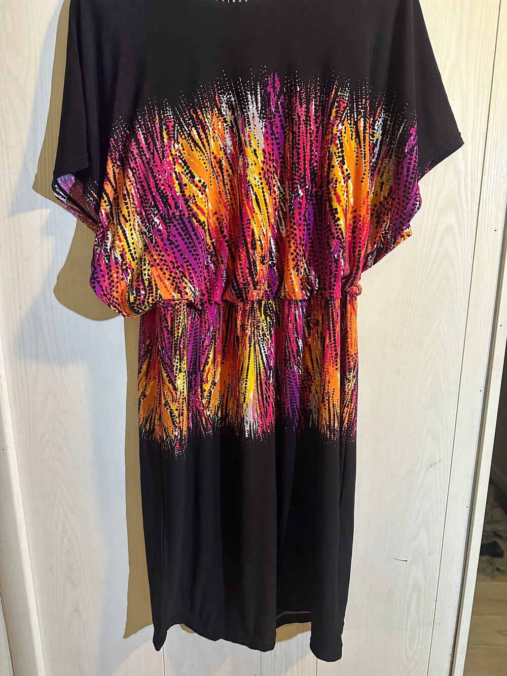Tribal Fashion Women Large Dolman Sleeve Dress Abstract Elastic Waist
